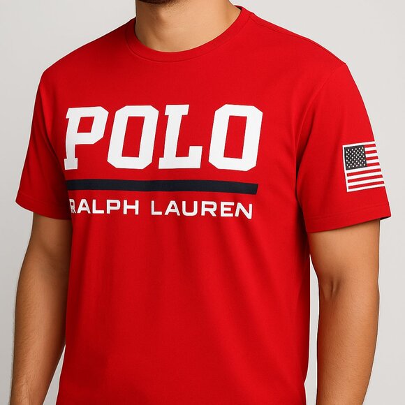 Polo Ralph Lauren Performance Shirt XL Red Screen Print Logo Crew Neck - Picture 1 of 12